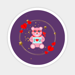 I Love You.Funny Bear Magnet